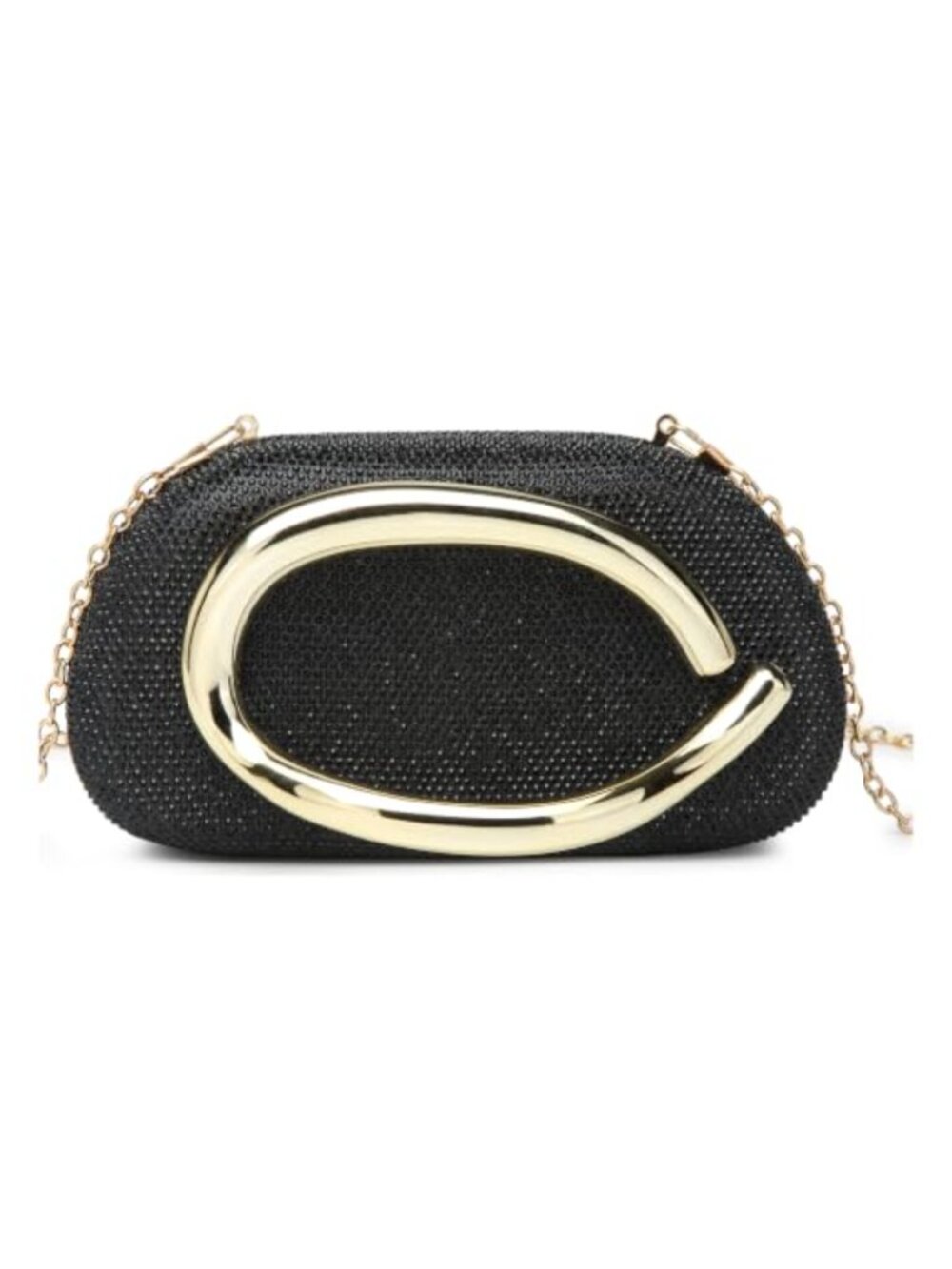 Rhinestone Clutch Purse Round Evening Handbag Metal Handle Chain Strap Women